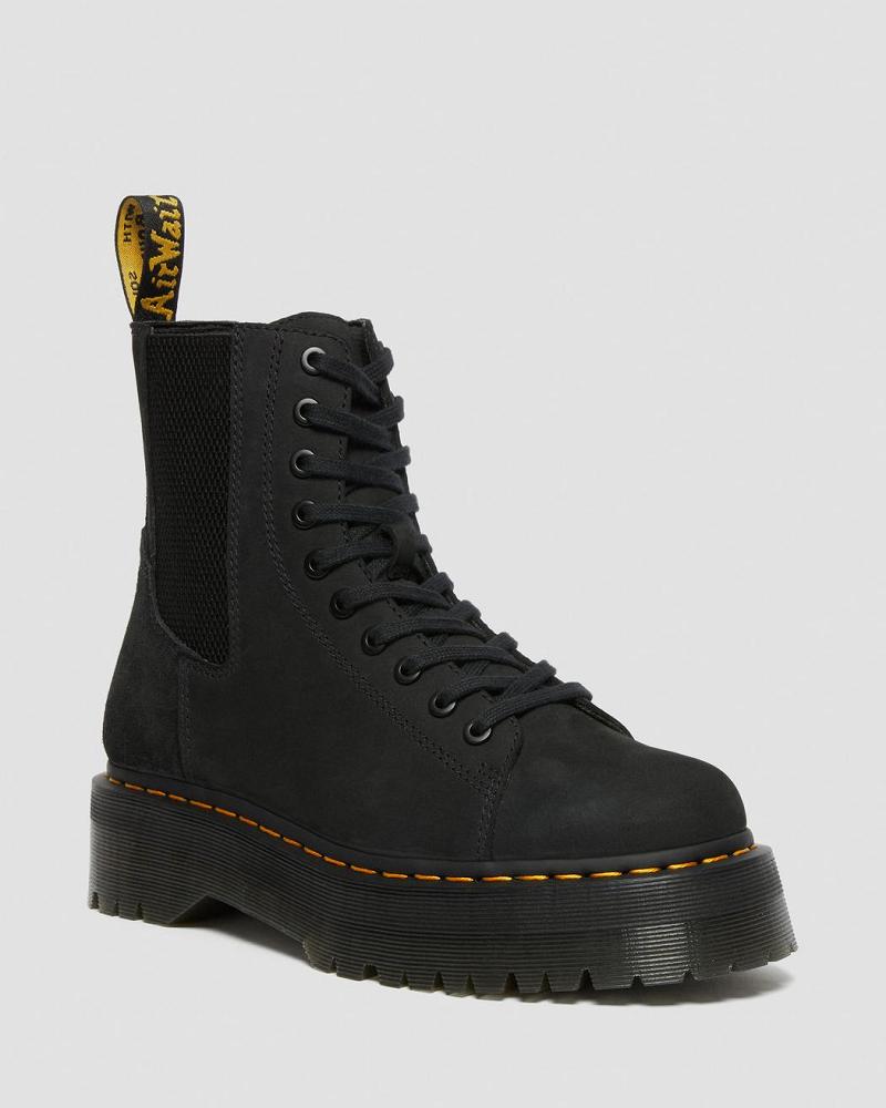 Dr Martens Jadon Nubuck Lær Platform Støvler Dame Svarte | Norge 53SGL